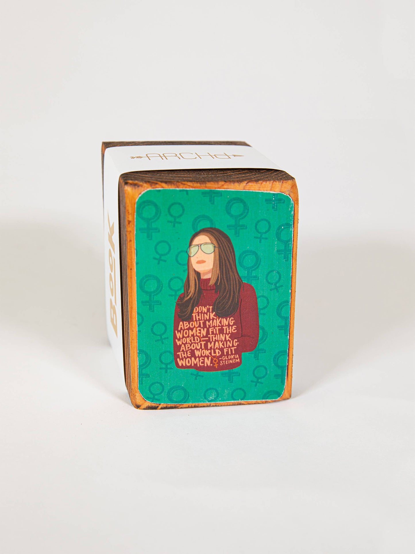 Iconic Woman Quote Wood Bookend (sold individually): Alexandria Ocasio-Cortez (AOC) Women's Empowerment Inspiration