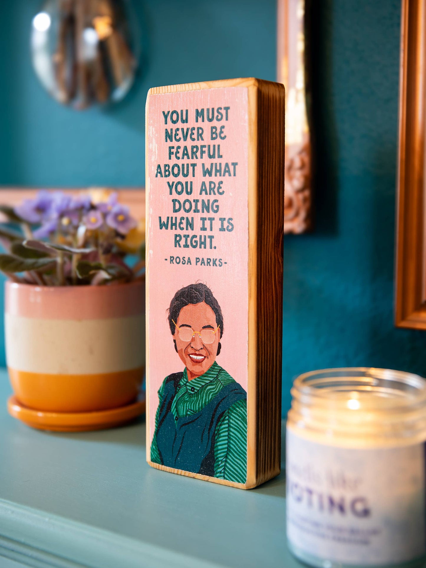 Rosa Parks Quote Wood Art: 3.5" x 10" Women's Empowerment Inspiration
