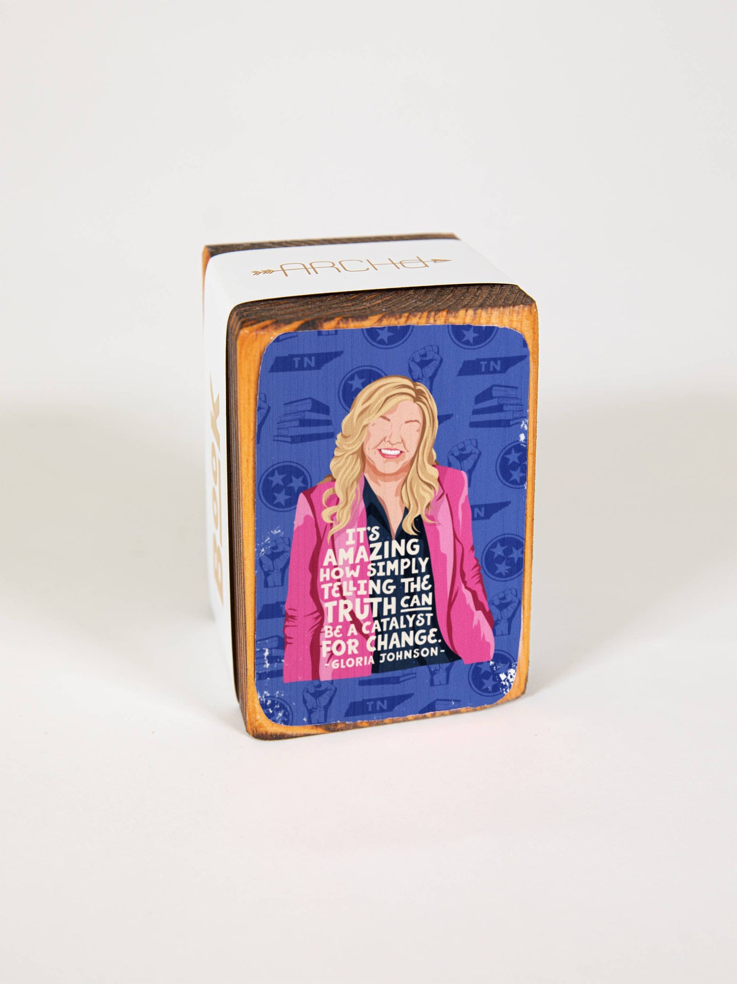 Iconic Woman Quote Wood Bookend (sold individually): Alexandria Ocasio-Cortez (AOC) Women's Empowerment Inspiration