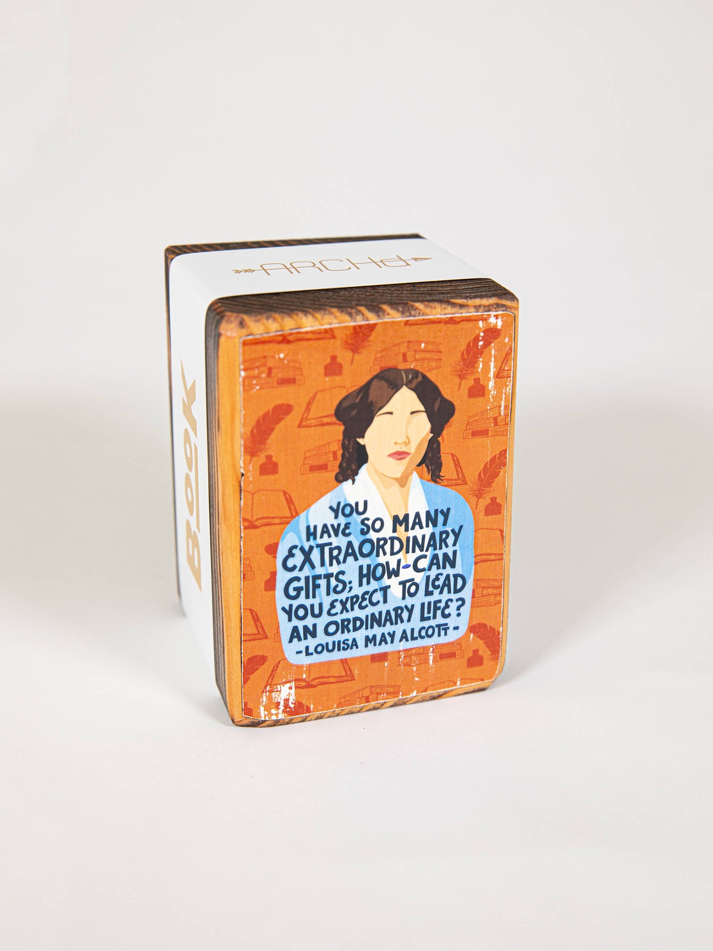 Iconic Woman Quote Wood Bookend (sold individually): Alexandria Ocasio-Cortez (AOC) Women's Empowerment Inspiration