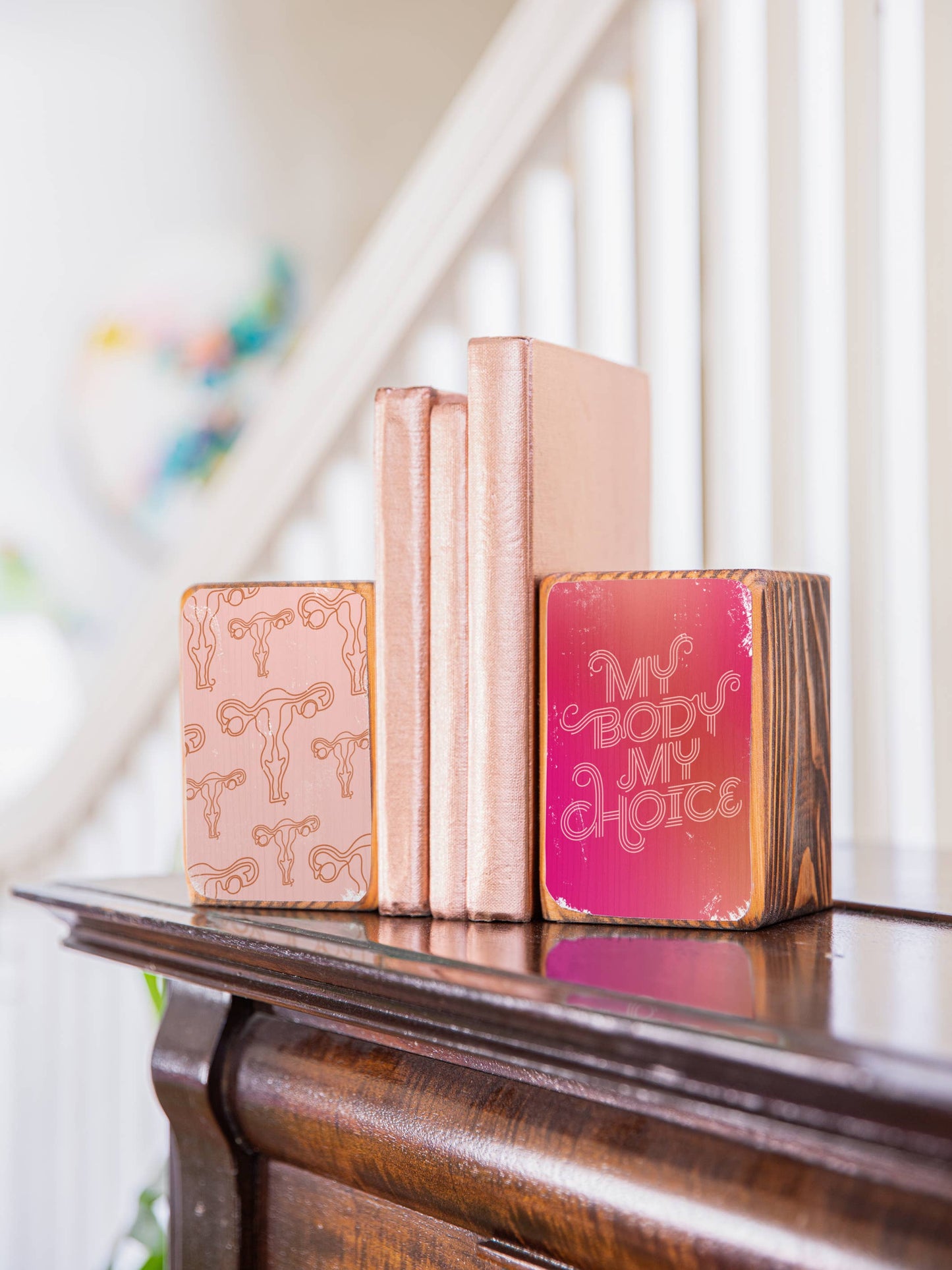 My Body My Choice Bookend Set: Light pink + dark pink gradient Women's Empowerment Inspiration