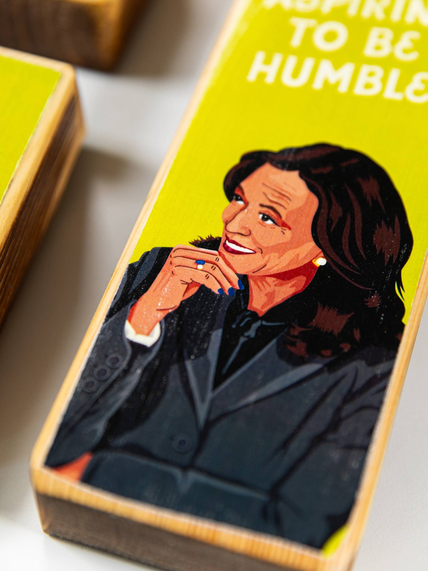 Not Aspiring to be Humble, Kamala Harris - Wood Print: Teal / 3.5x3.5 Women's Empowerment Inspiration
