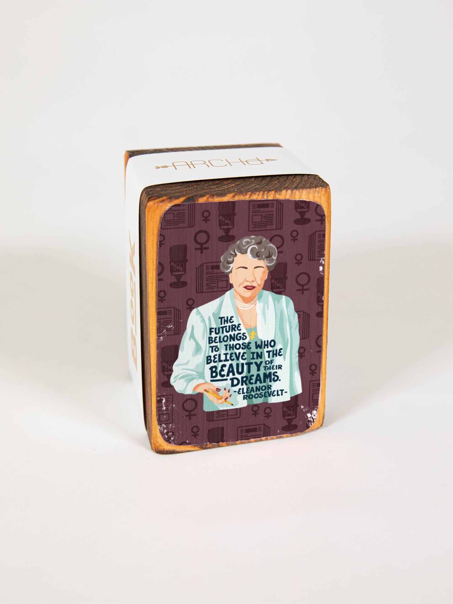 Iconic Woman Quote Wood Bookend (sold individually): Alexandria Ocasio-Cortez (AOC) Women's Empowerment Inspiration