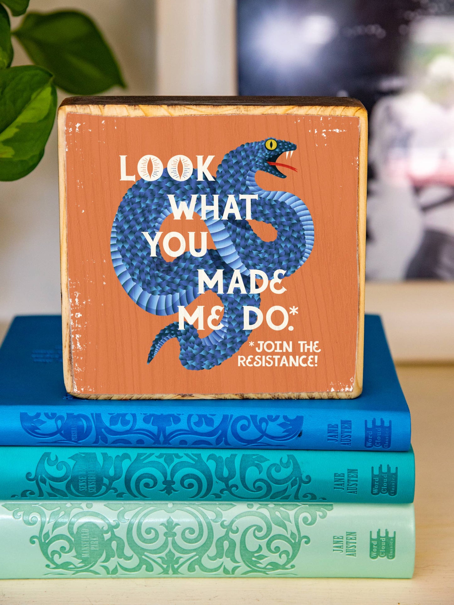 Look What You Made Me Do, Snake illustration, Wood Print: Orange / 3.5x3.5 Women's Empowerment Inspiration