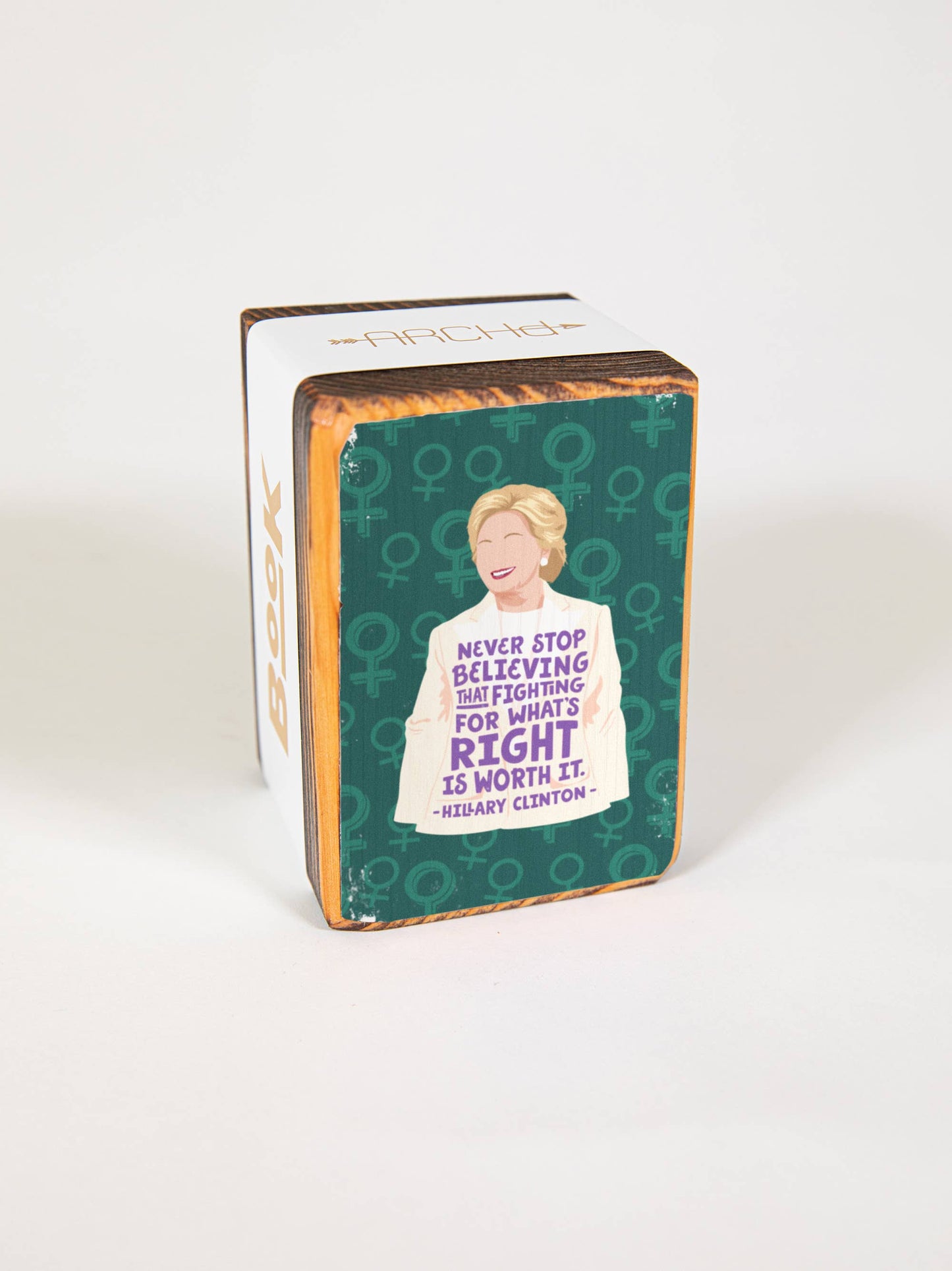Iconic Woman Quote Wood Bookend (sold individually): Alexandria Ocasio-Cortez (AOC) Women's Empowerment Inspiration