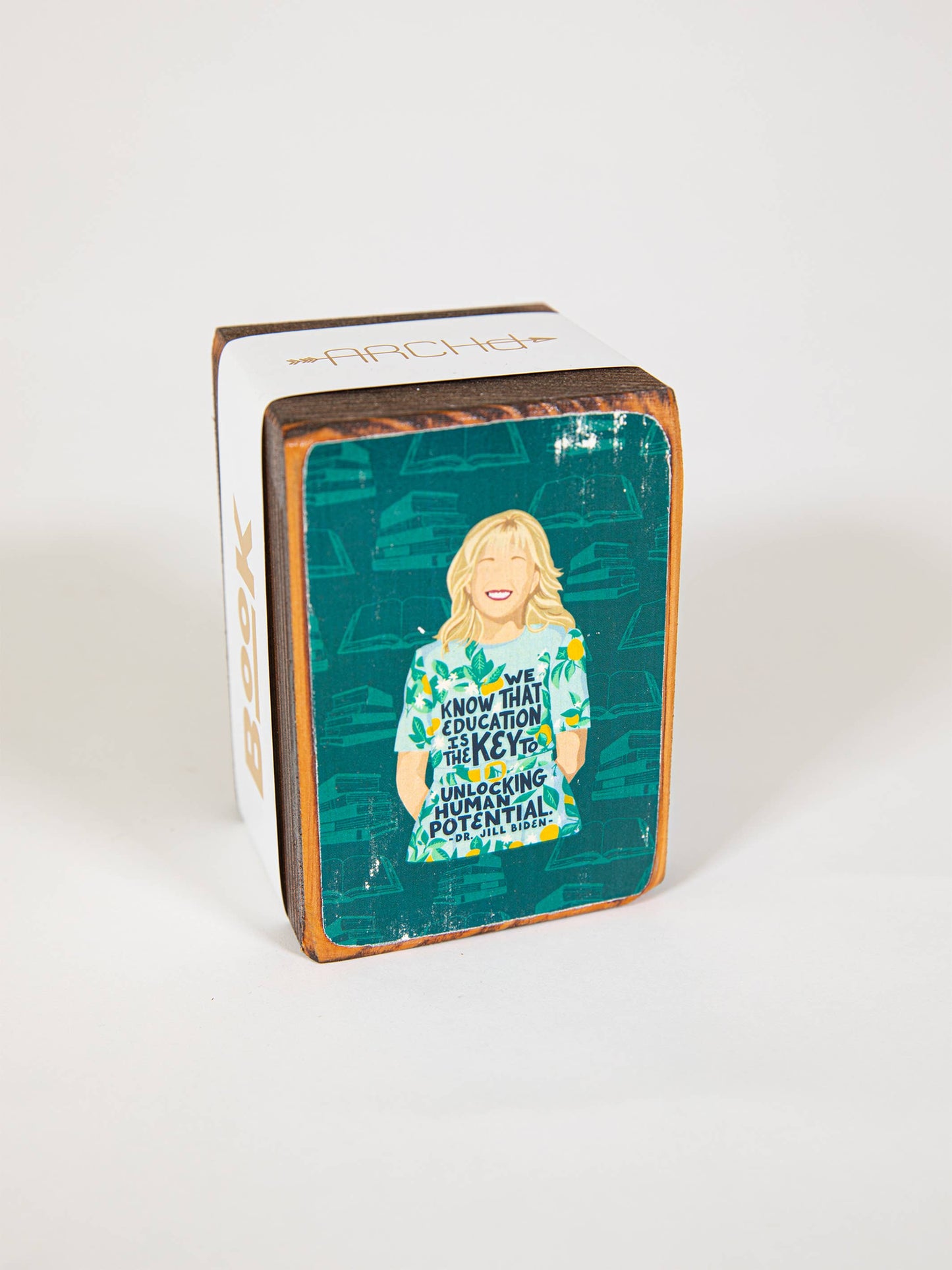 Iconic Woman Quote Wood Bookend (sold individually): Angela Davis Women's Empowerment Inspiration