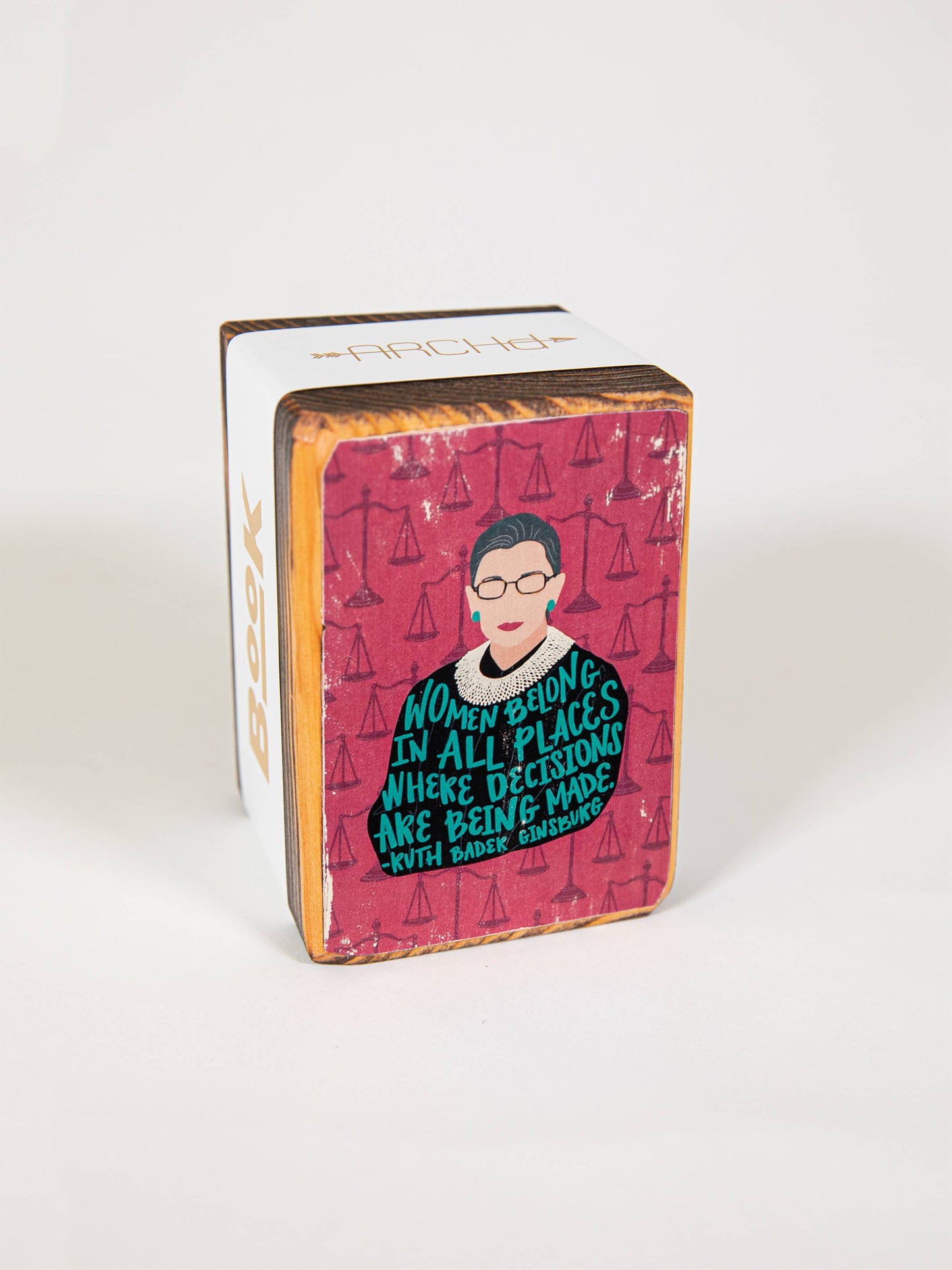 Iconic Woman Quote Wood Bookend (sold individually): Rosa Parks Women's Empowerment Inspiration
