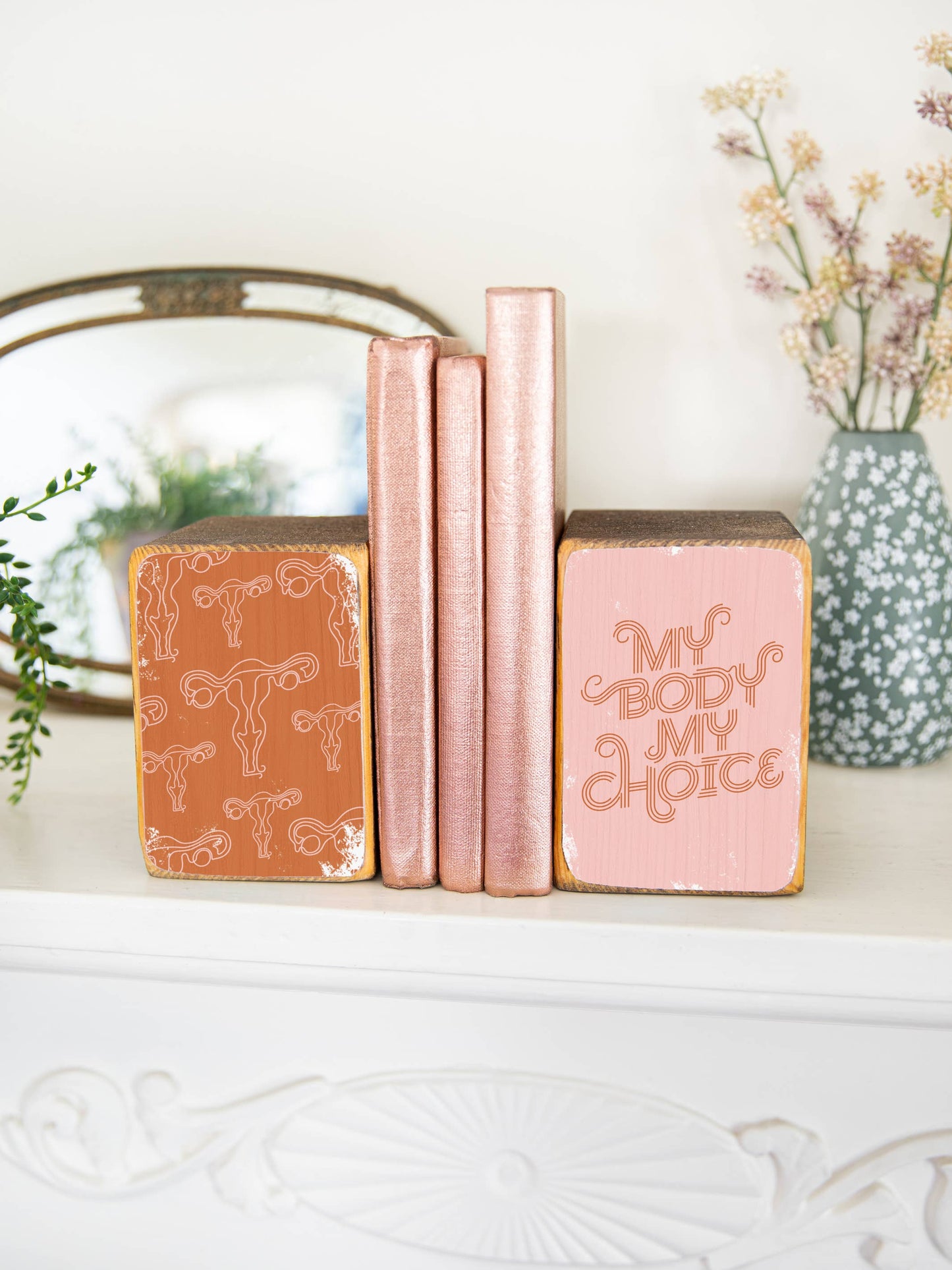 My Body My Choice Bookend Set: Light pink + dark pink gradient Women's Empowerment Inspiration