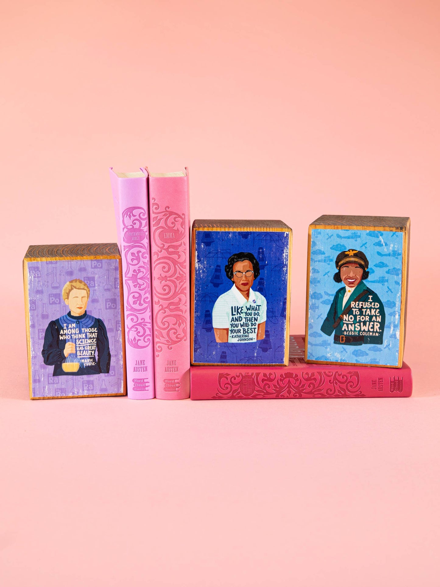 Iconic Woman Quote Wood Bookend (sold individually): Alexandria Ocasio-Cortez (AOC) Women's Empowerment Inspiration