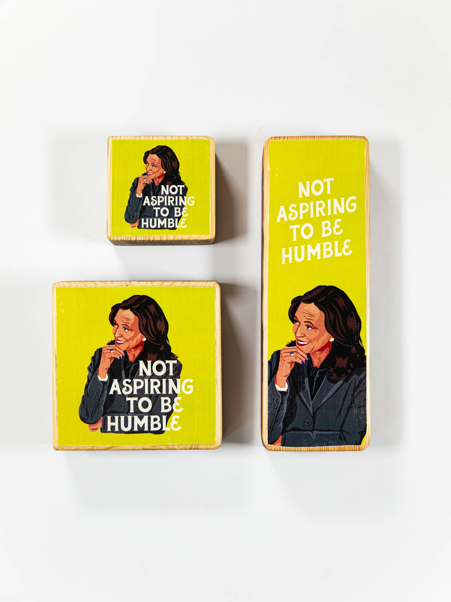 Not Aspiring to be Humble, Kamala Harris - Wood Print: Teal / 3.5x3.5 Women's Empowerment Inspiration