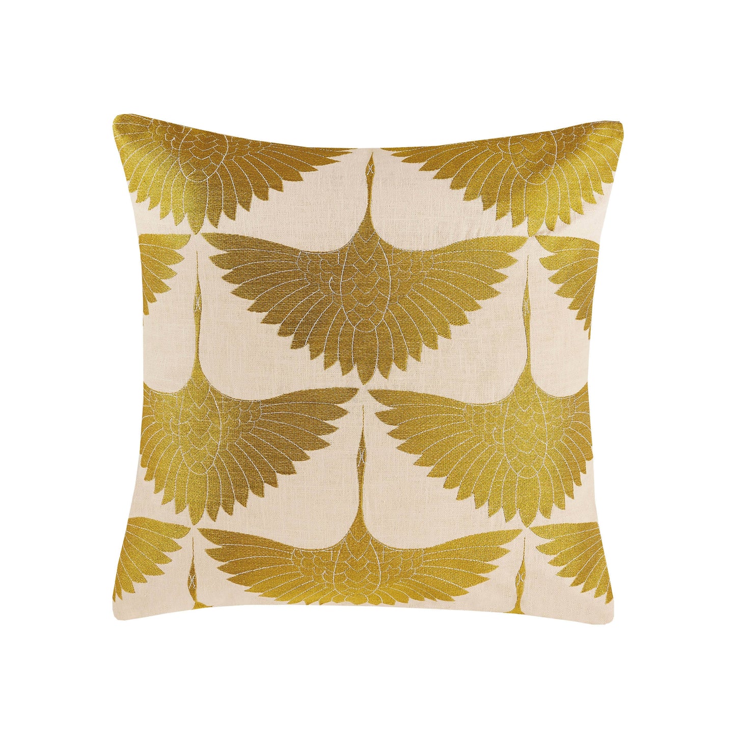 Cranes Gold Embroidered Pillow