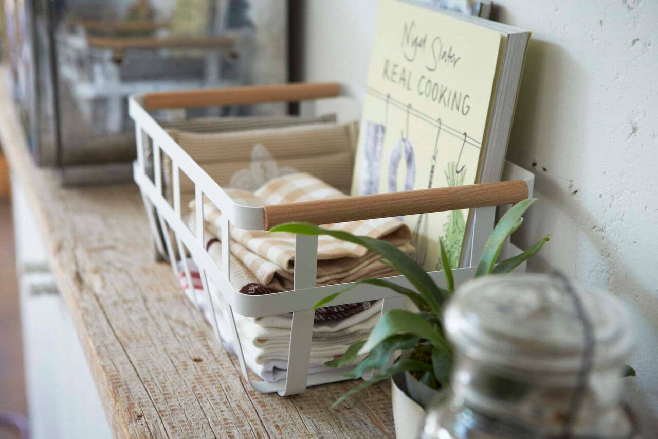 Tosca Storage Basket in White/Natural