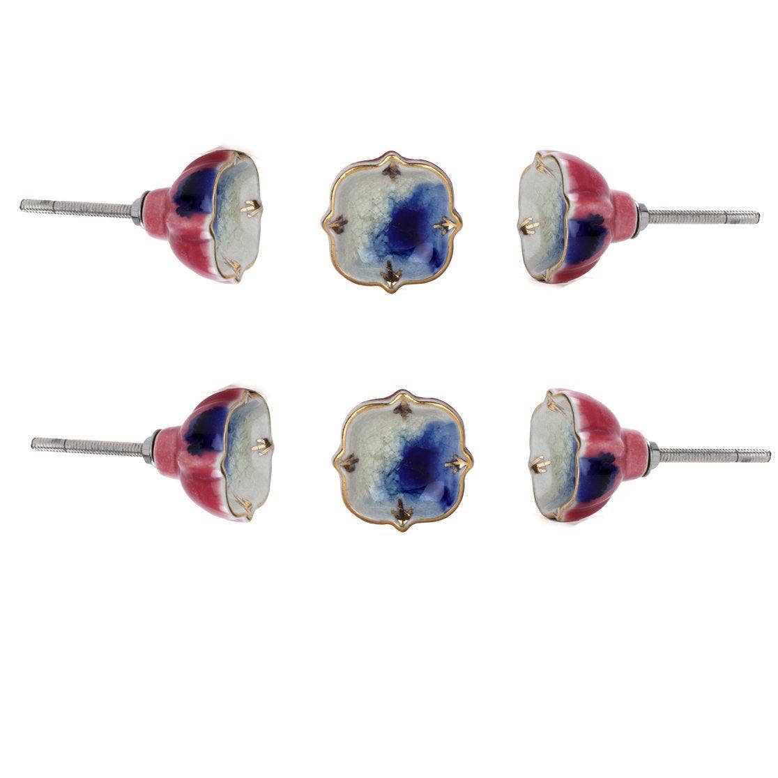 Blue Bell Ceramic Knobs - Set of 6