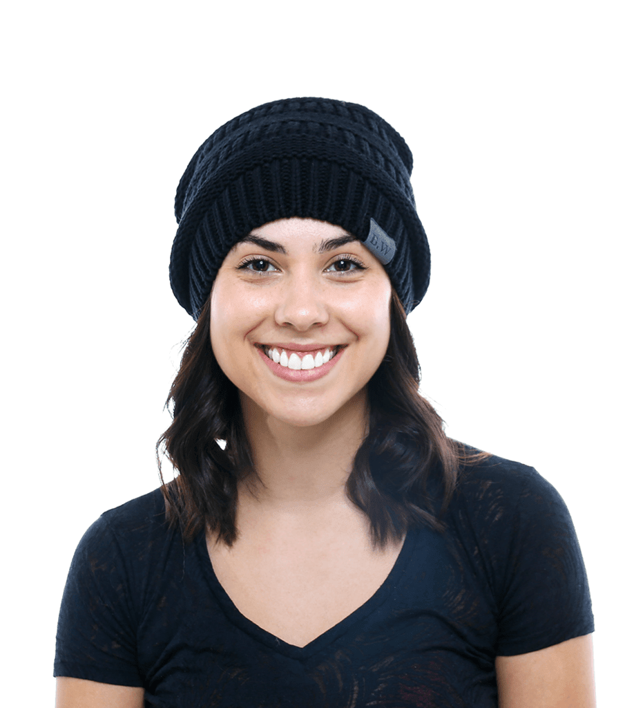 Winter Hat | Satin Lined | Detachable Pom Pom | Black Beanie