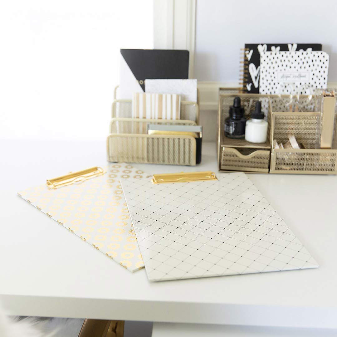 Decorative Clipboards Set of 4 - Cream, Black & Gold