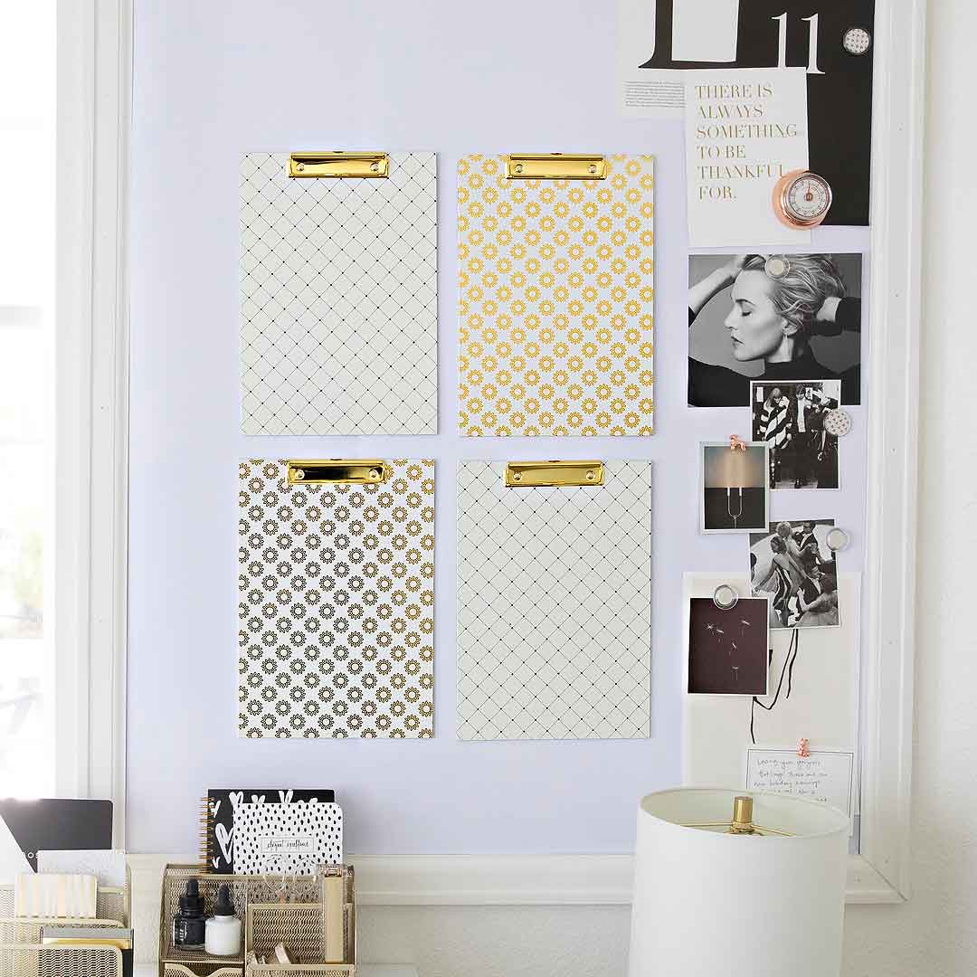 Decorative Clipboards Set of 4 - Cream, Black & Gold