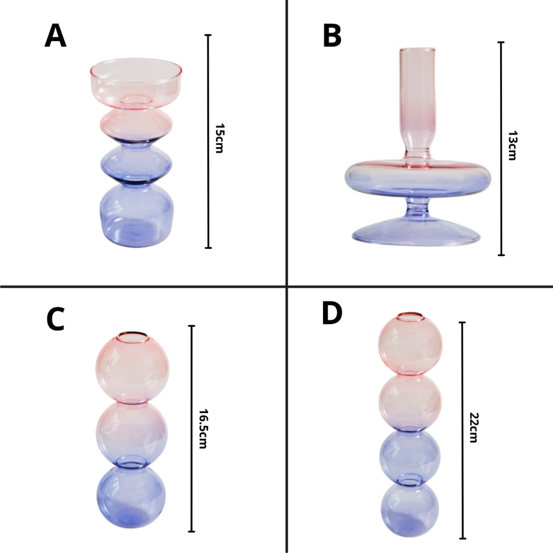 Lilac Pink Glass Candlestick