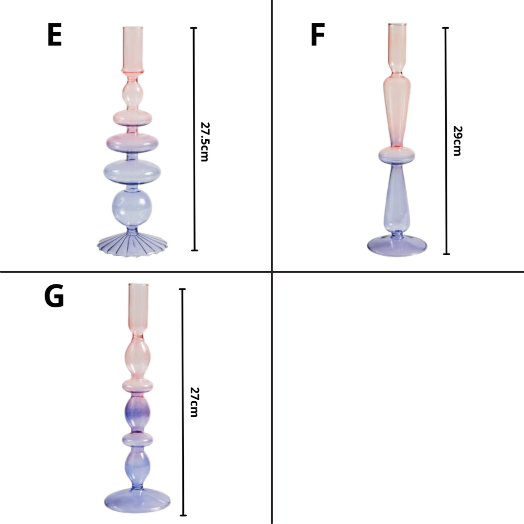 Lilac Pink Glass Candlestick