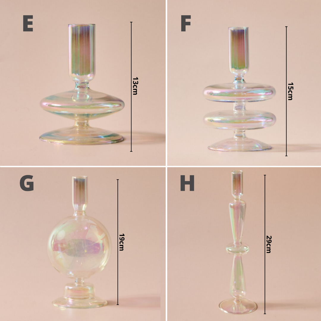 Rainbow Pearl Glass Candlestick