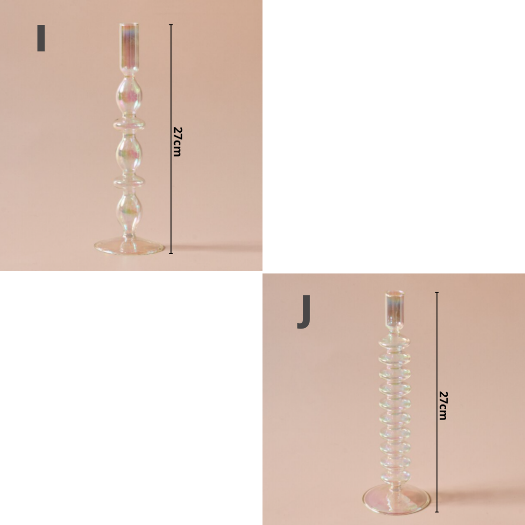 Rainbow Pearl Glass Candlestick