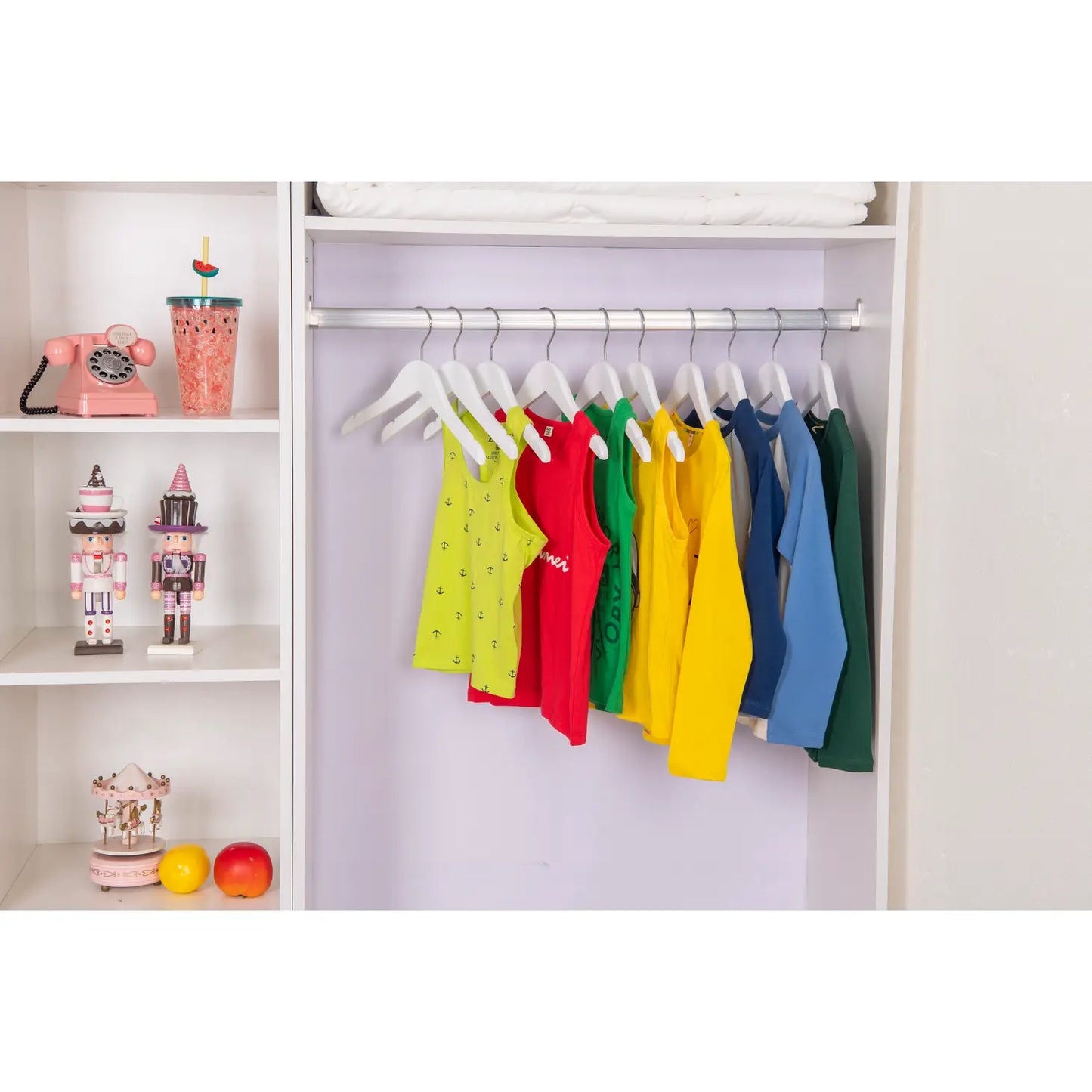 Junior Preteen Size Semi Curved Wooden Hanger in White - Set of 5 Hangers