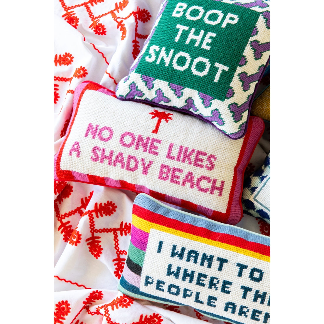 Shady Beach Needlepoint Pillow by Furbish Studio