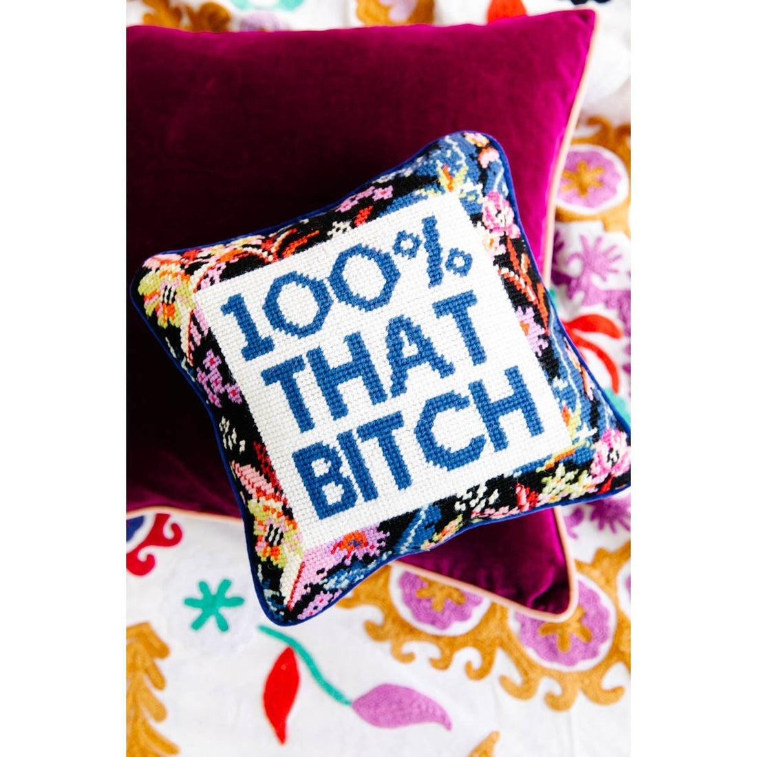 That Bitch Needlepoint Pillow by Furbish Studio