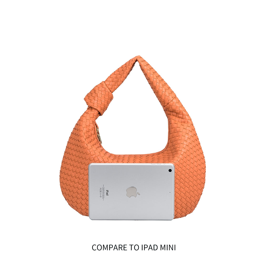 Brigitte Large Vegan Hobo Shoulder Bag in Peach