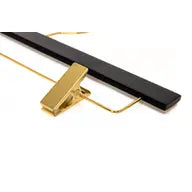 Ultra Slim Black Wooden Skirt Pant Shorts Hangers + Clips with Gold Hardware - Pack of 5 Hangers