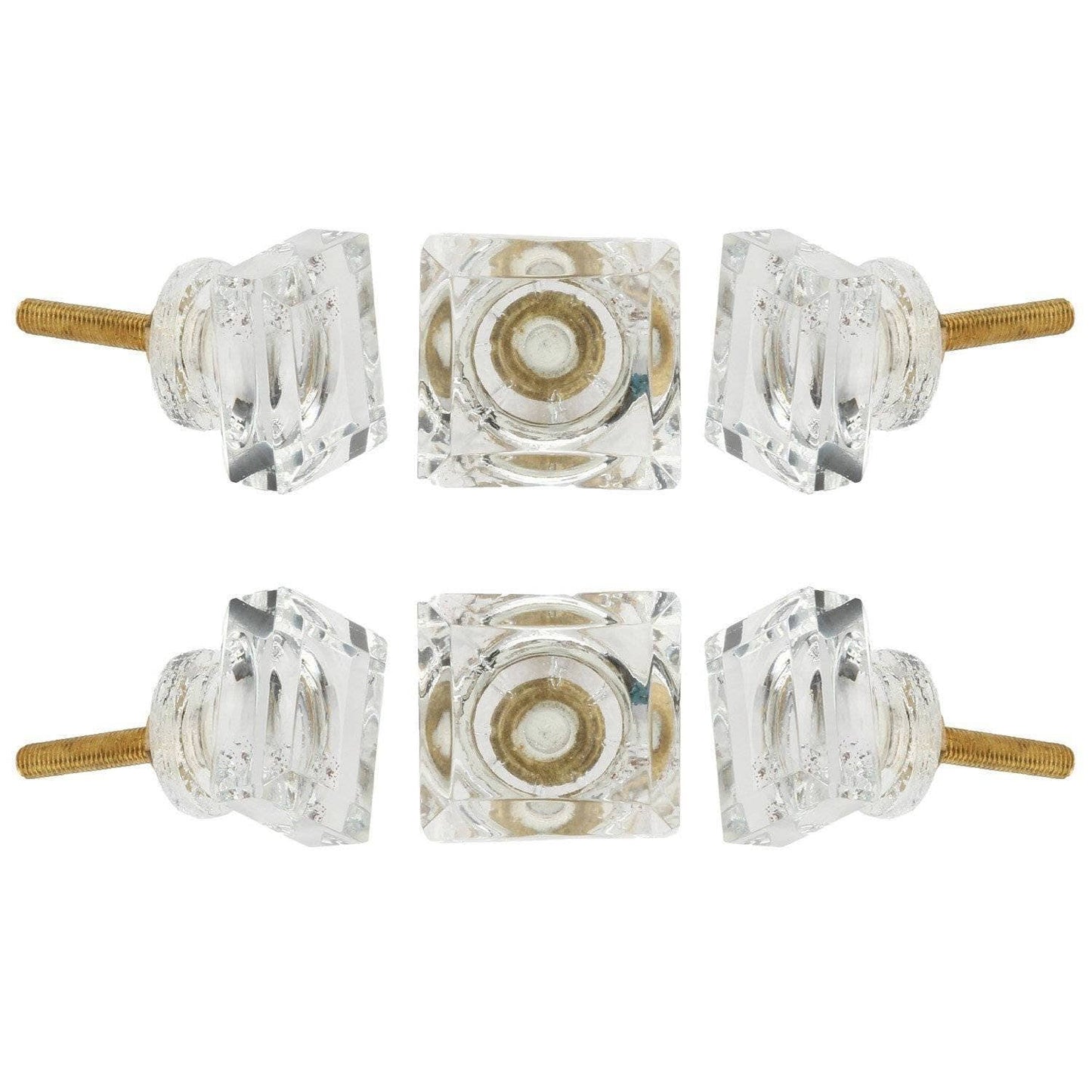 Transparent Square Glass Knobs - Set of 6