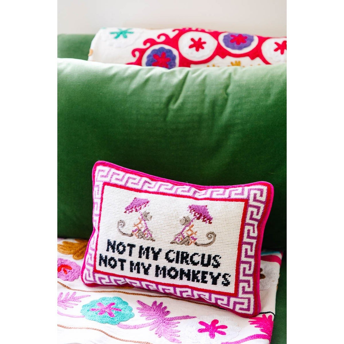 Not My Circus Needlepoint Pillow by Furbish Studio