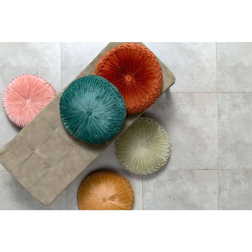 Velvet Round Handmade Pillow, Clay by Casa Amarosa