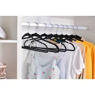 Space Saving Budget Friendly Black Plastic Shirt Hangers with Strap Notches - Set of 50
