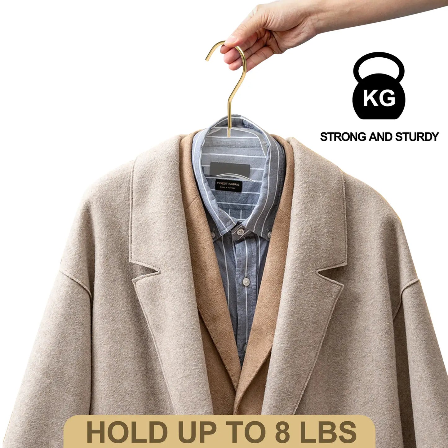 17" Acrylic Lucite Shirt Coat Suit Hanger with Strap Notch and Gloss Gold Hardware - Set of 5 Hangers