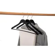 Ultra Slim Black Wooden Suit Hangers with Pant Bar and Gold Hardware - Pack of 5 Hangers