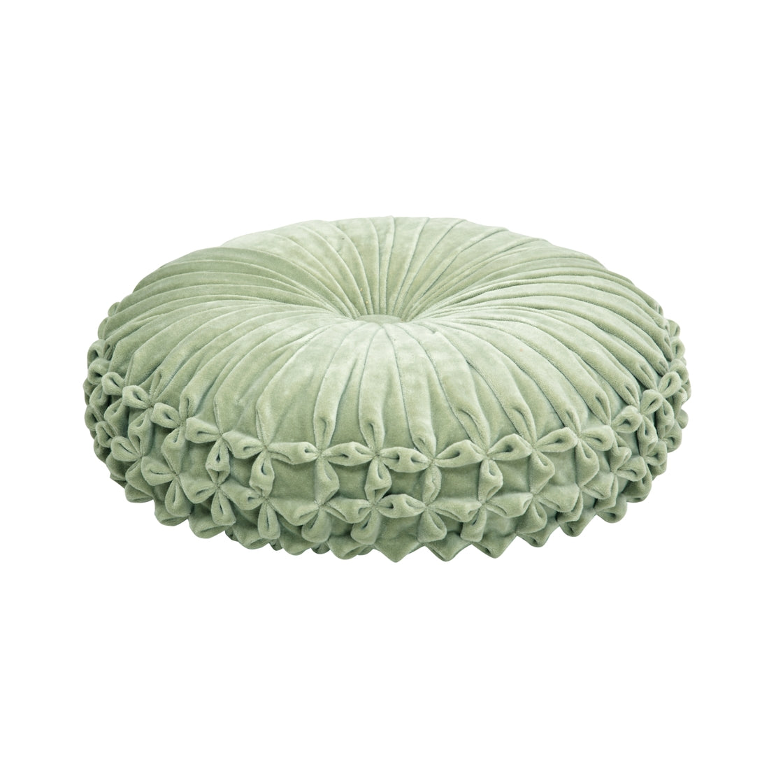 Velvet Round Handmade Pillow, Pistachio Green by Casa Amarosa