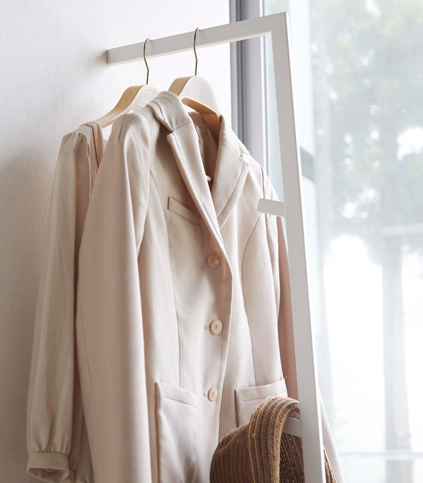 Line Leaning Slim Coat Rack in White