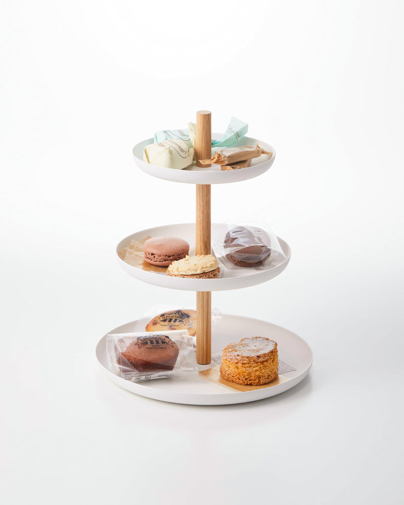 Tosca Tiered Serving Stand in White/Natural