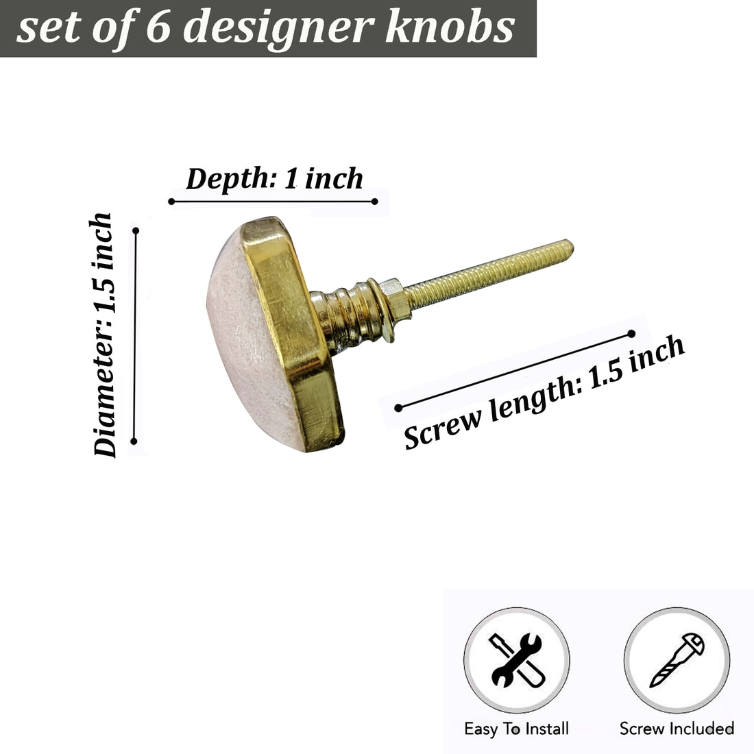 Pink Hexagon Marble Knobs - Set of 6