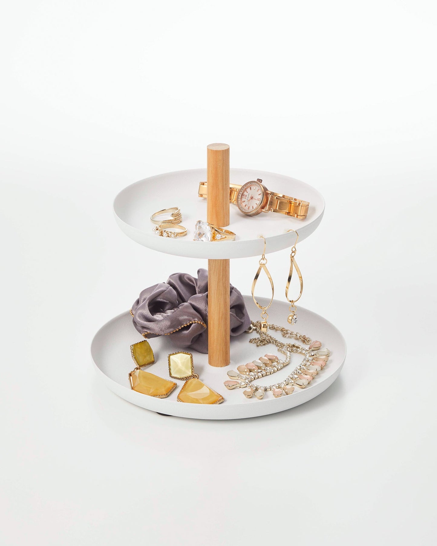 Tosca Tiered Accessory Stand in White/Natural