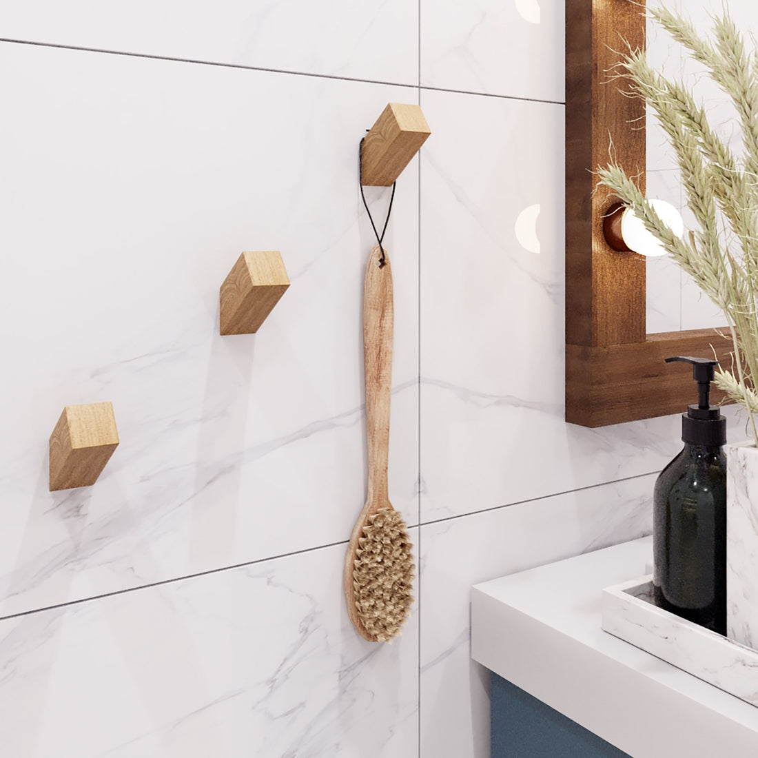 Rectangular Wood Hook - Set of 3