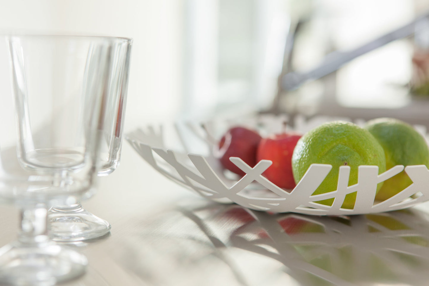 Tower Steel Fruit Bowl in White