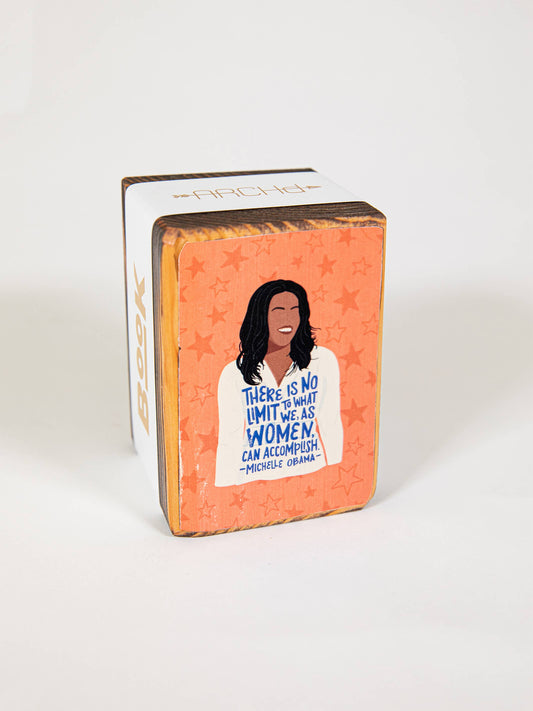 Iconic Woman Quote Wood Bookend (sold individually): Michelle Obama Women's Empowerment Inspiration