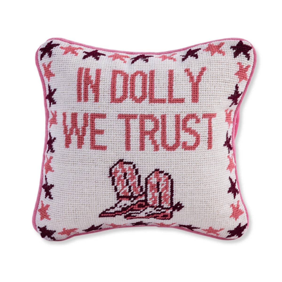 In Dolly We Trust Needlepoint Pillow by Furbish