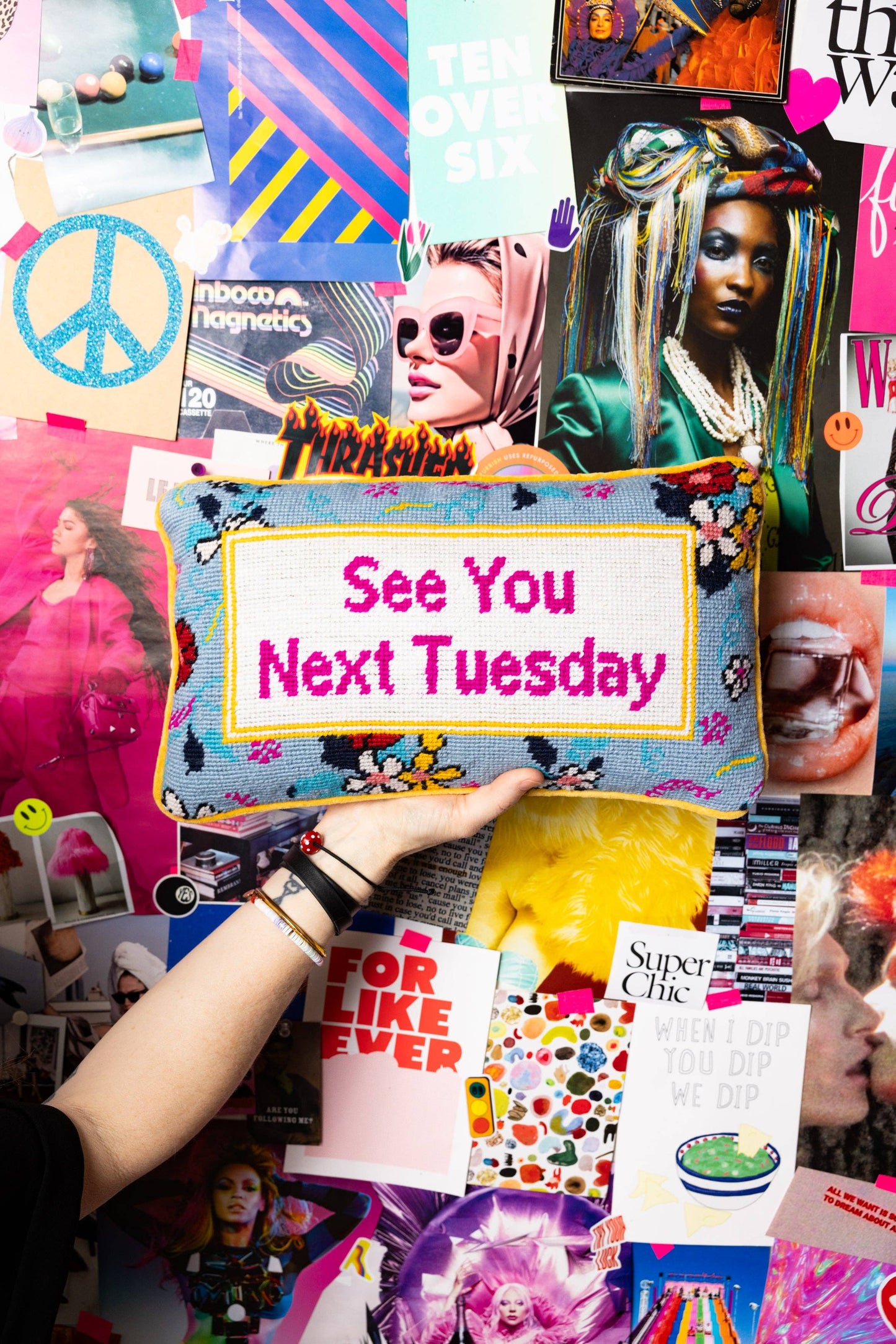 See You Next Tuesday Needlepoint Pillow by Furbish