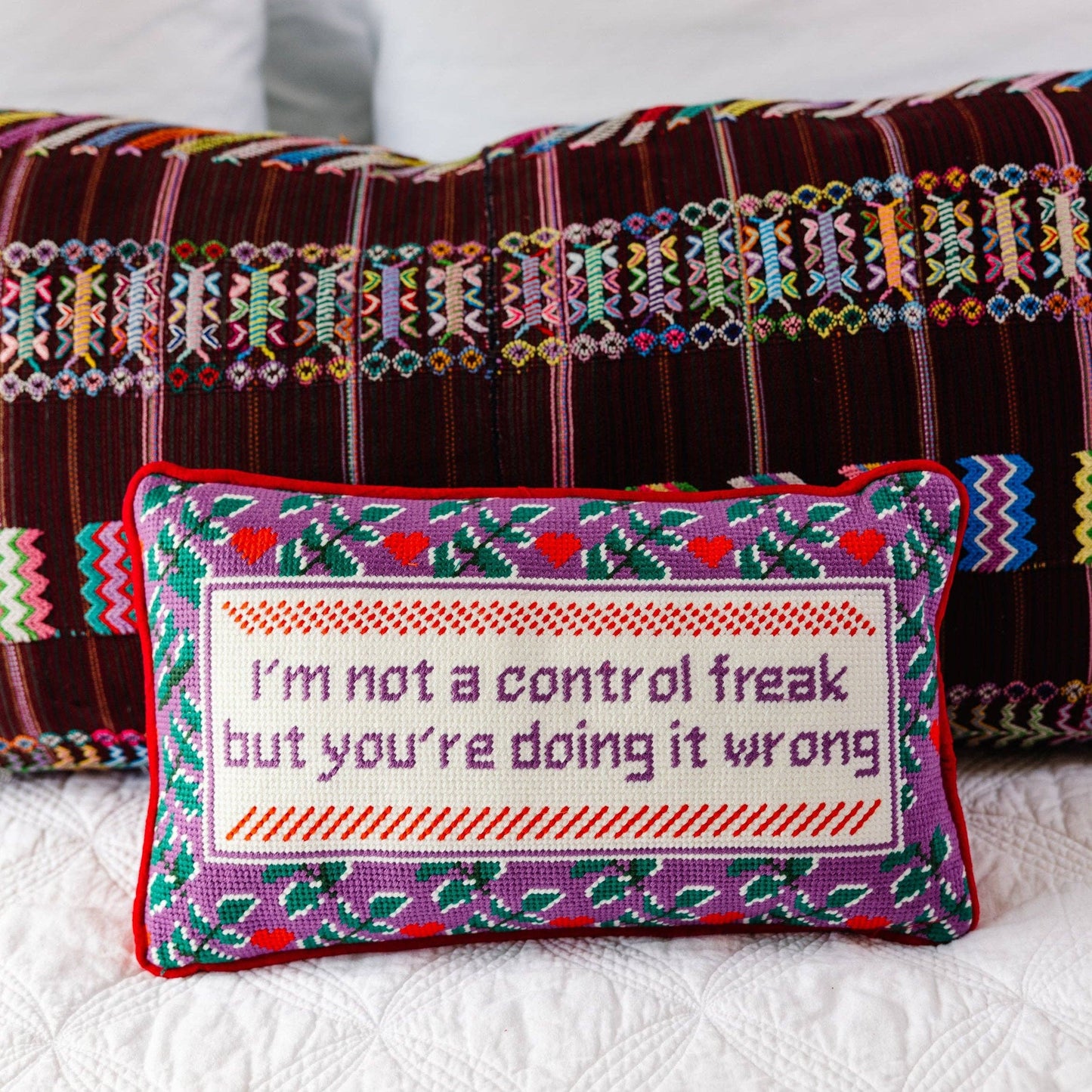 I'm not a Control Freak but you're doing it wrong Needlepoint Pillow by Furbish