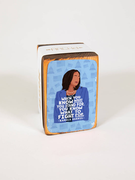 Iconic Woman Quote Wood Bookend (sold individually): Kamala Harris Women's Empowerment Inspiration