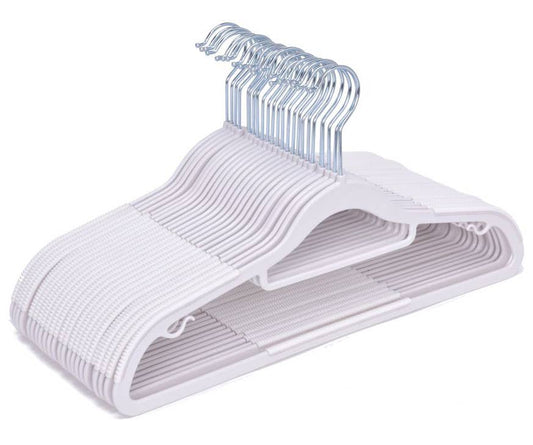 Space Saving Plastic Quality Shirt Hangers in White - Box of 25