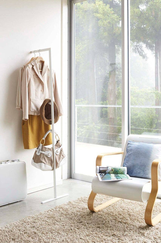Line Leaning Slim Coat Rack in White