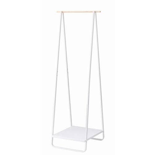 Tower Coat Rack for "Clerty Clothes" with Shelf in White/Natural